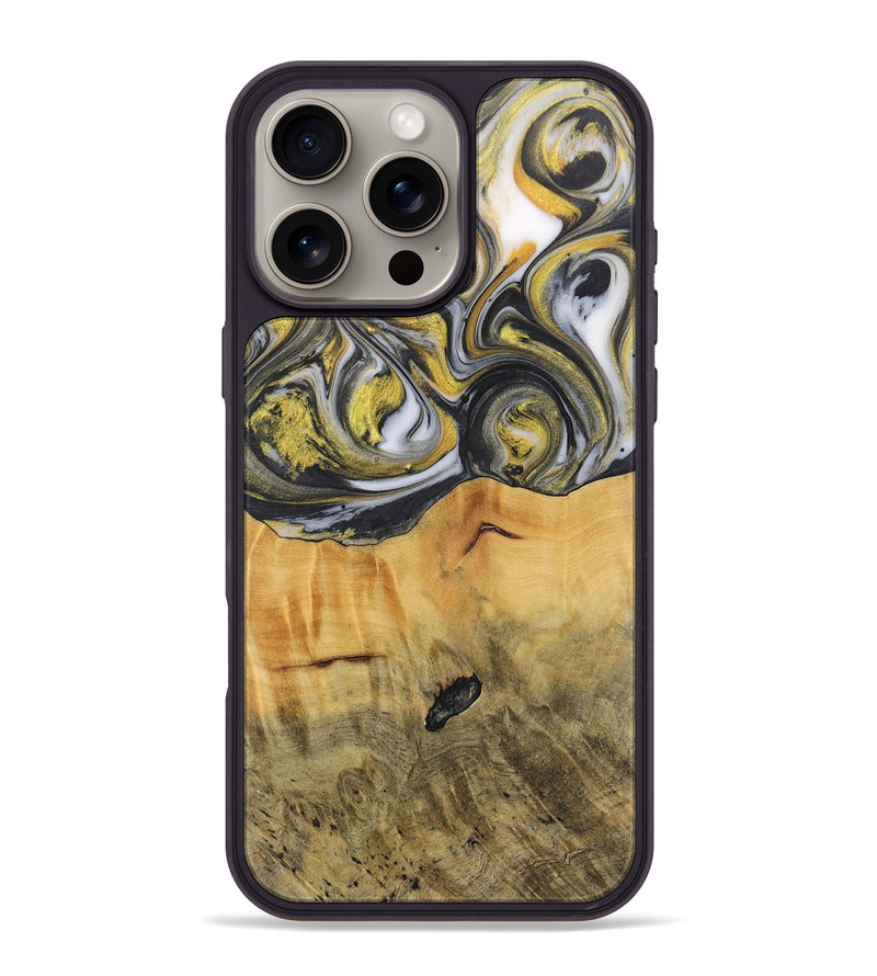 iPhone 16 Pro Max Wood+Resin Phone Case - Chad (Black & White, 715235)