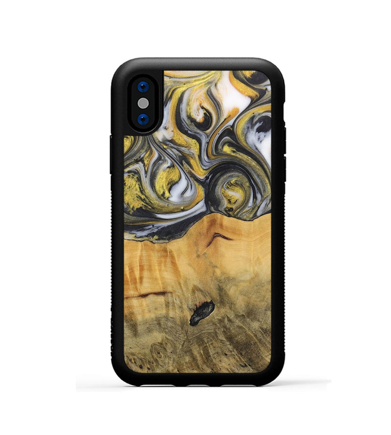 iPhone Xs Wood+Resin Phone Case - Chad (Black & White, 715235)