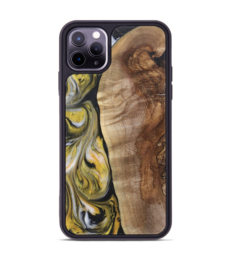 iPhone 11 Pro Max Wood+Resin Phone Case - Kyla (Black & White, 715238)