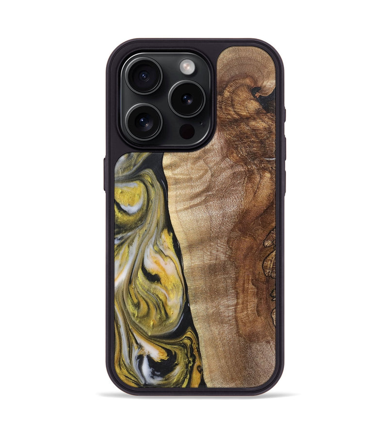 iPhone 15 Pro Wood+Resin Phone Case - Kyla (Black & White, 715238)