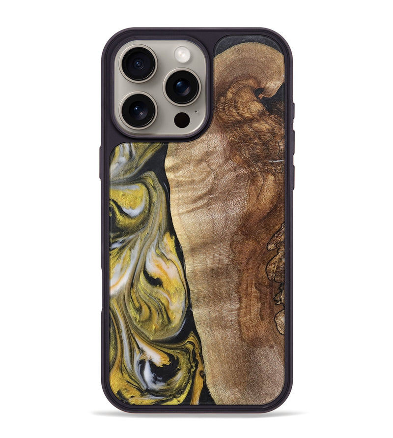 iPhone 16 Pro Max Wood+Resin Phone Case - Kyla (Black & White, 715238)