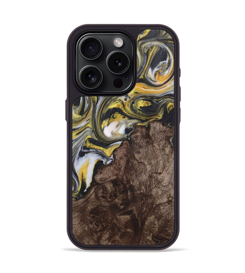 iPhone 15 Pro Wood+Resin Phone Case - Juliana (Black & White, 715239)