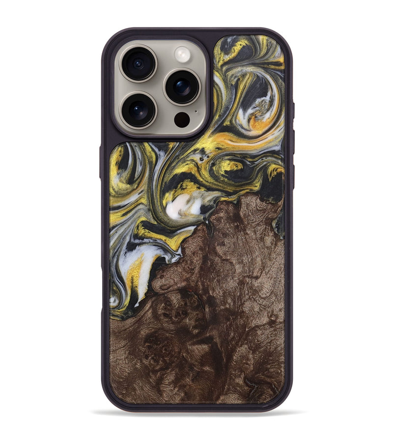 iPhone 16 Pro Max Wood+Resin Phone Case - Juliana (Black & White, 715239)