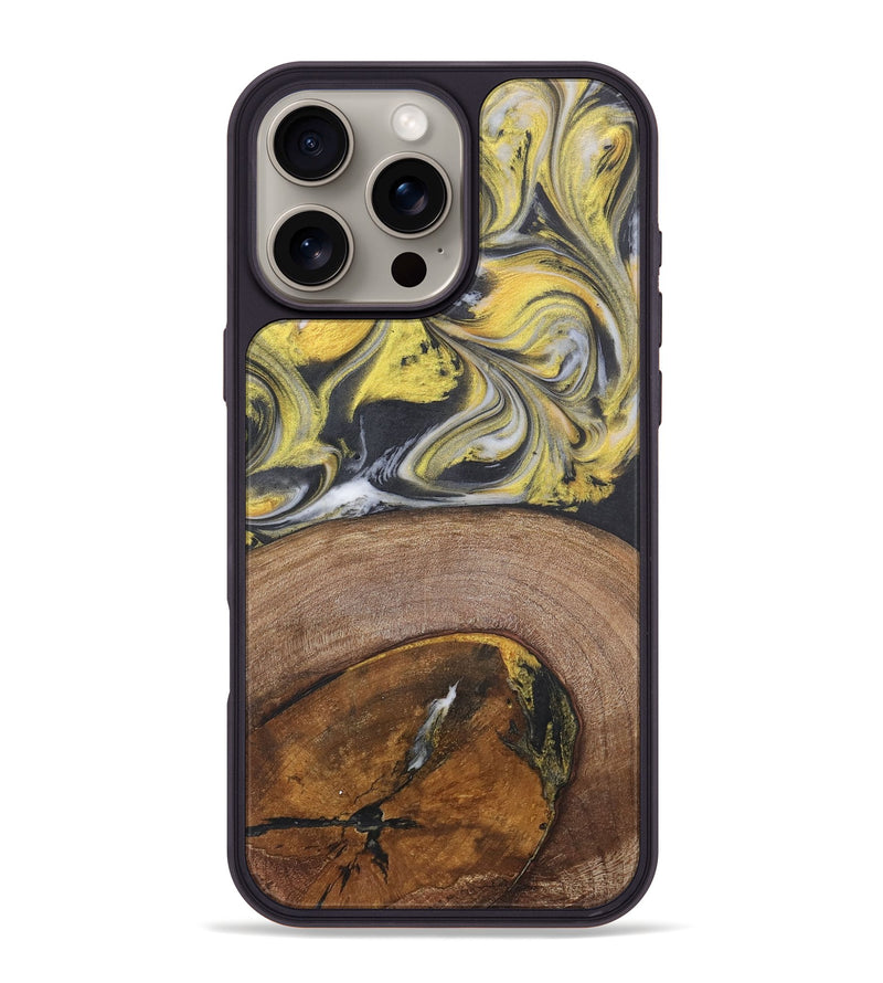 iPhone 16 Pro Max Wood+Resin Phone Case - Tommy (Black & White, 715240)