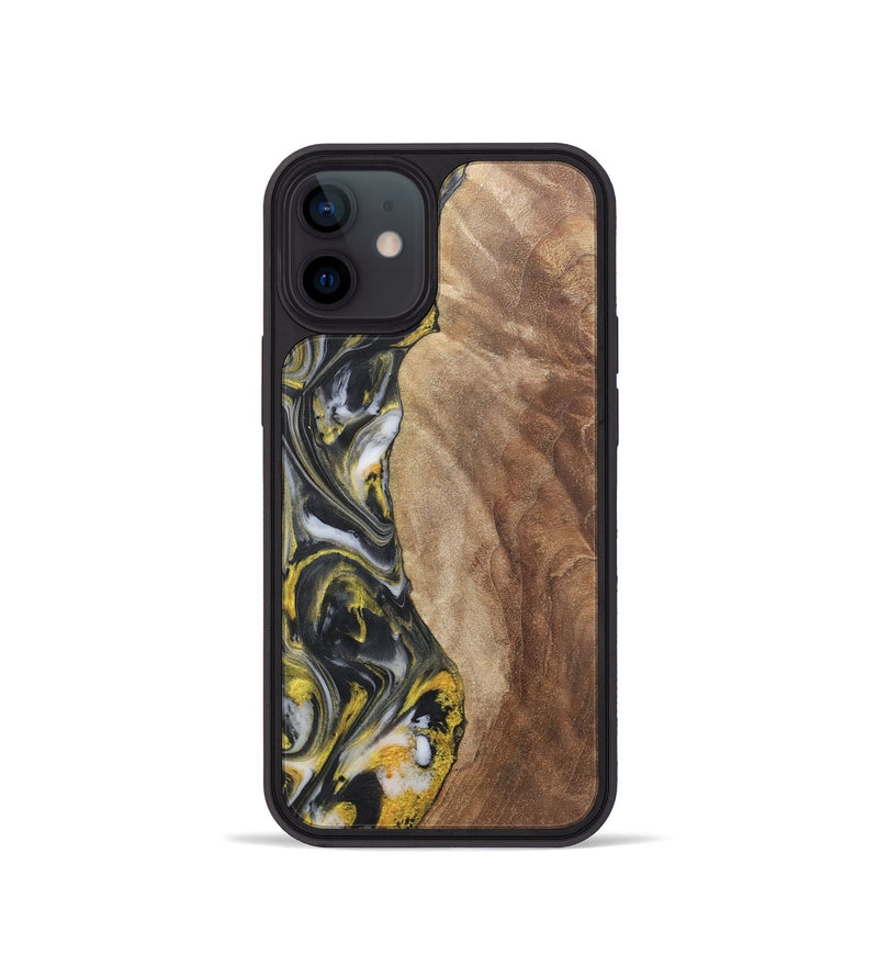 iPhone 12 mini Wood+Resin Phone Case - Averie (Black & White, 715242)