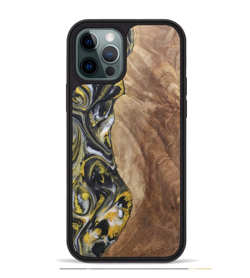 iPhone 12 Pro Max Wood+Resin Phone Case - Averie (Black & White, 715242)