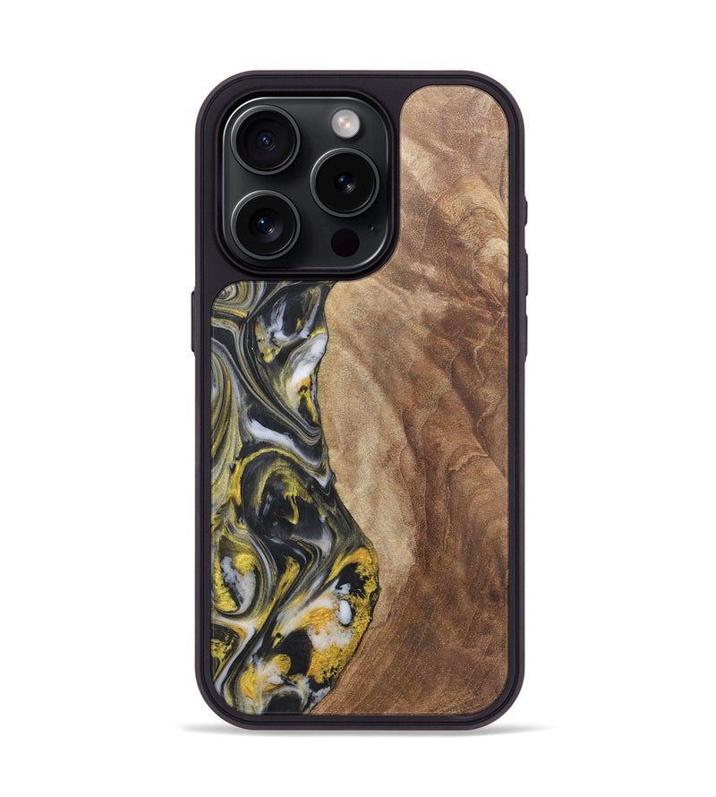 iPhone 15 Pro Wood+Resin Phone Case - Averie (Black & White, 715242)