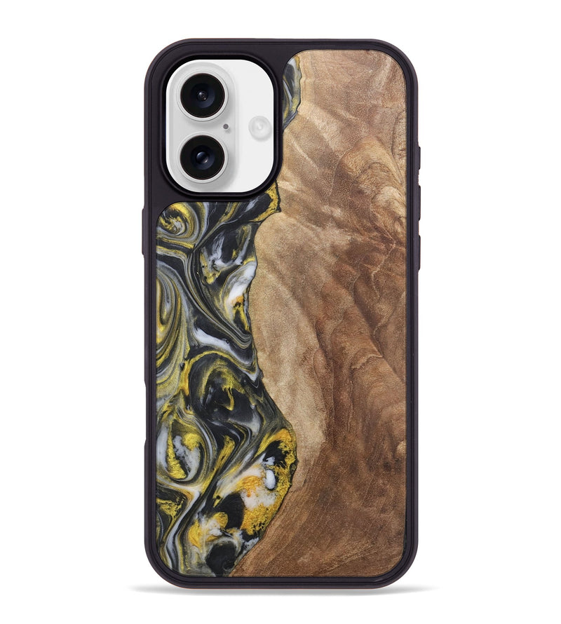 iPhone 16 Plus Wood+Resin Phone Case - Averie (Black & White, 715242)