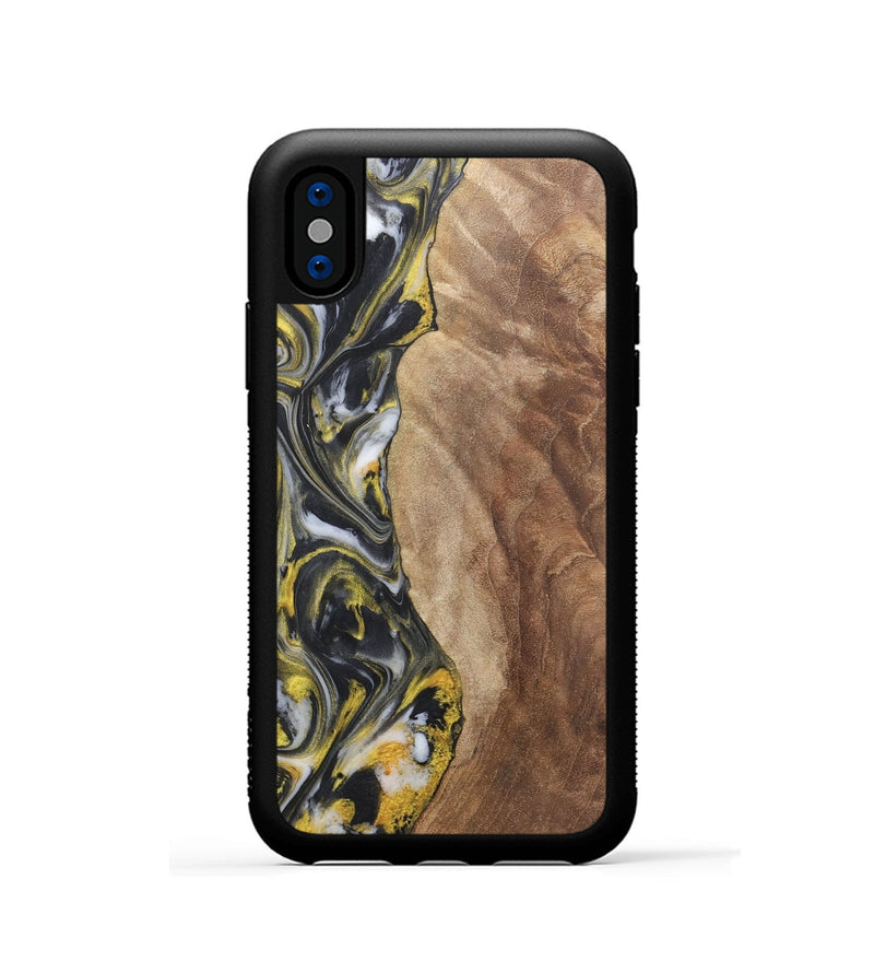 iPhone Xs Wood+Resin Phone Case - Averie (Black & White, 715242)