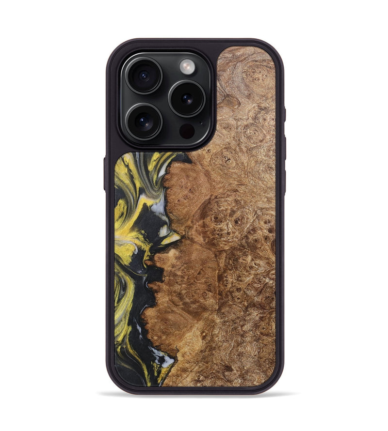 iPhone 15 Pro Wood+Resin Phone Case - Haylee (Black & White, 715244)