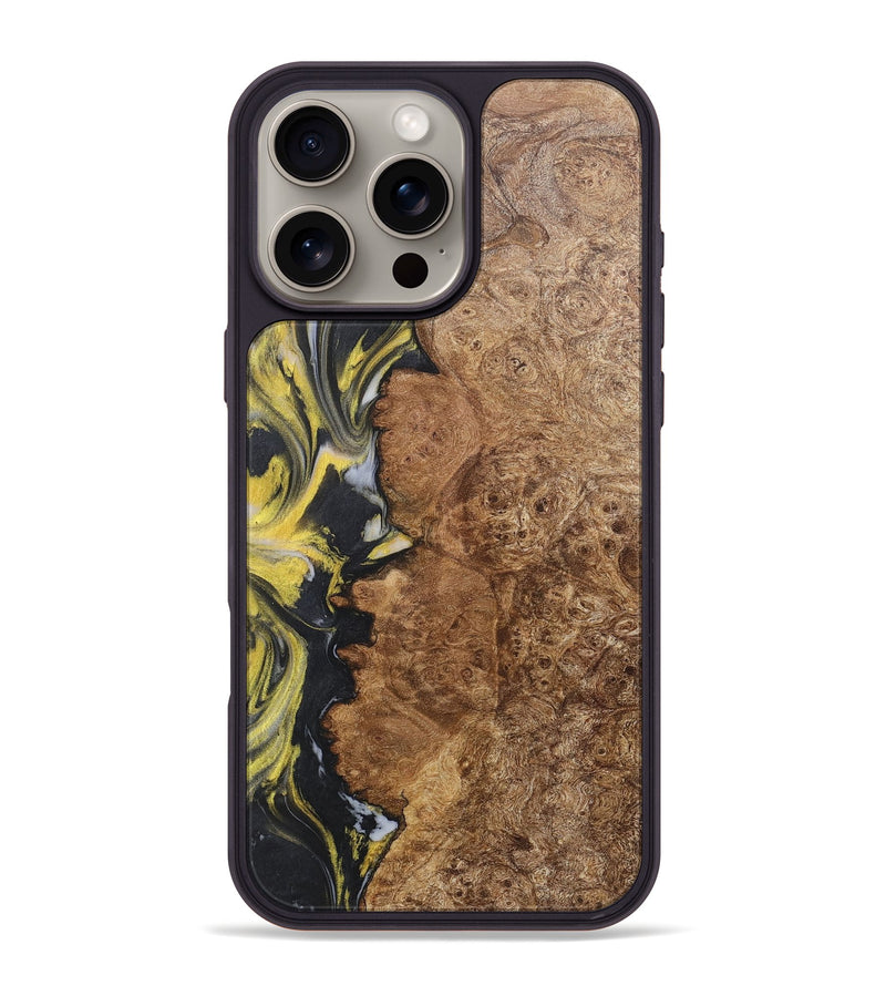 iPhone 16 Pro Max Wood+Resin Phone Case - Haylee (Black & White, 715244)