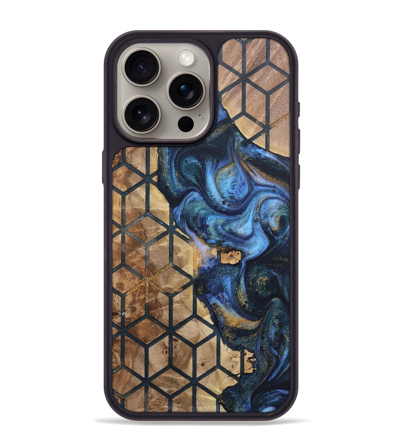 iPhone 15 Pro Max Wood+Resin Phone Case - Leah (Pattern, 715253)