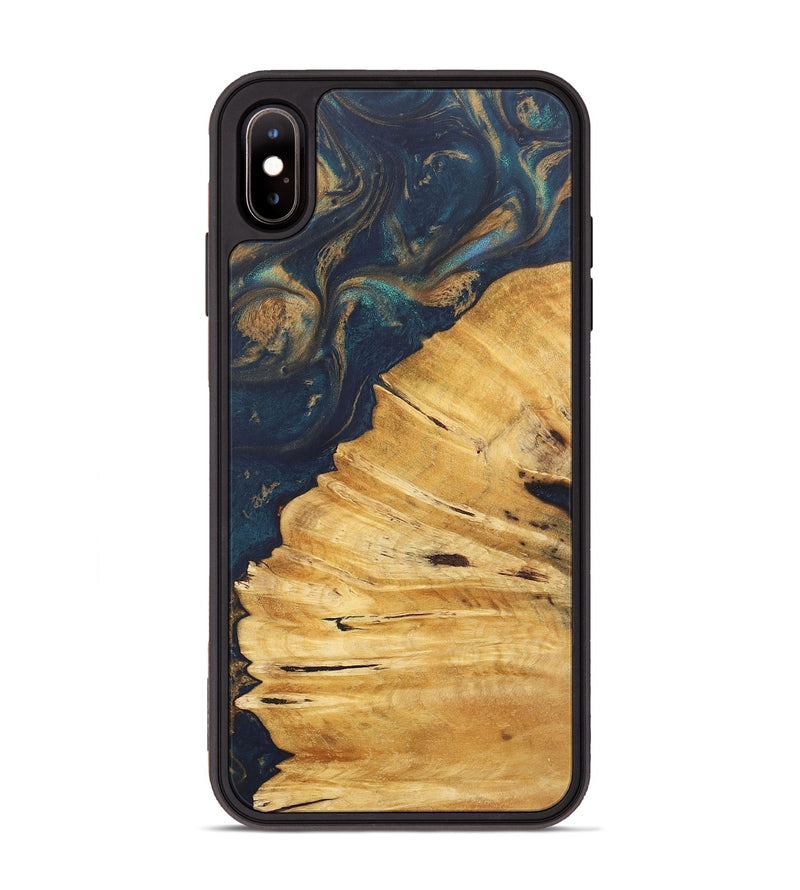 iPhone Xs Max Wood+Resin Phone Case - Tamara (Teal & Gold, 715307)