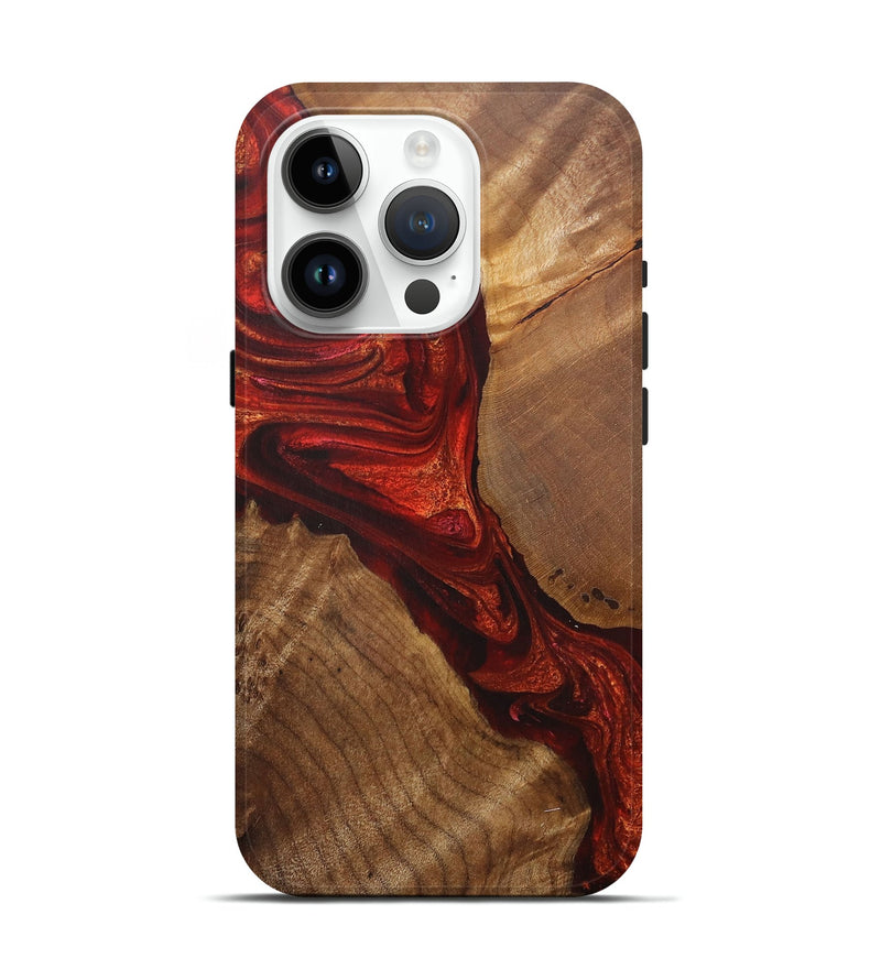 iPhone 15 Pro Wood+Resin Live Edge Phone Case - Briella (Red, 715341)