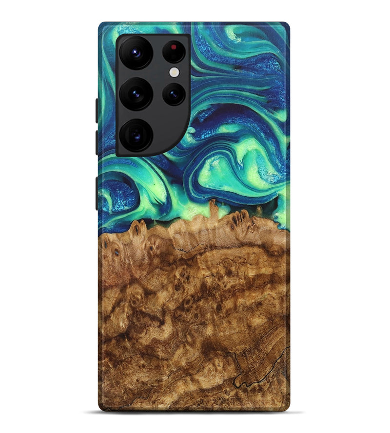 Galaxy S22 Ultra Wood+Resin Live Edge Phone Case - Landen (Blue, 715354)