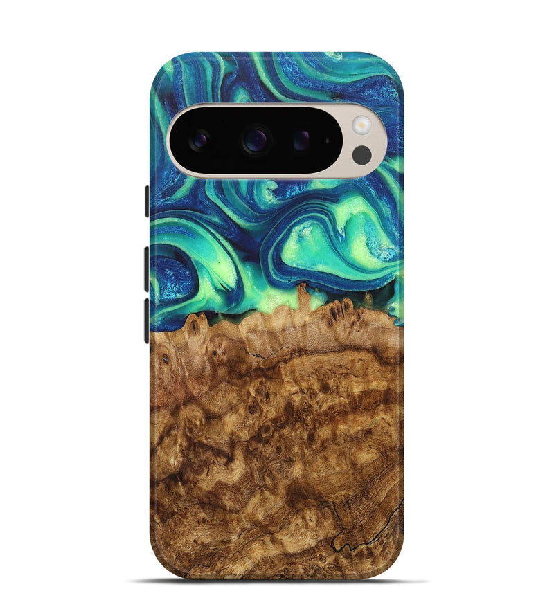 Pixel 9 Wood+Resin Live Edge Phone Case - Landen (Blue, 715354)