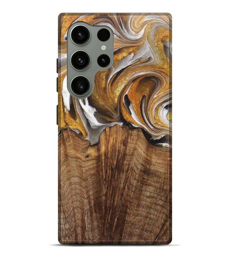 Galaxy S24 Ultra Wood+Resin Live Edge Phone Case - Luciana (Black & White, 715357)