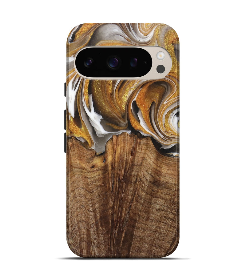 Pixel 9 Wood+Resin Live Edge Phone Case - Luciana (Black & White, 715357)