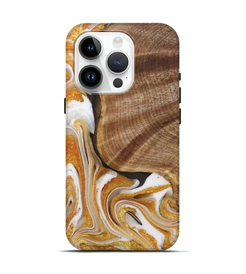 iPhone 15 Pro Wood+Resin Live Edge Phone Case - Deja (Black & White, 715358)