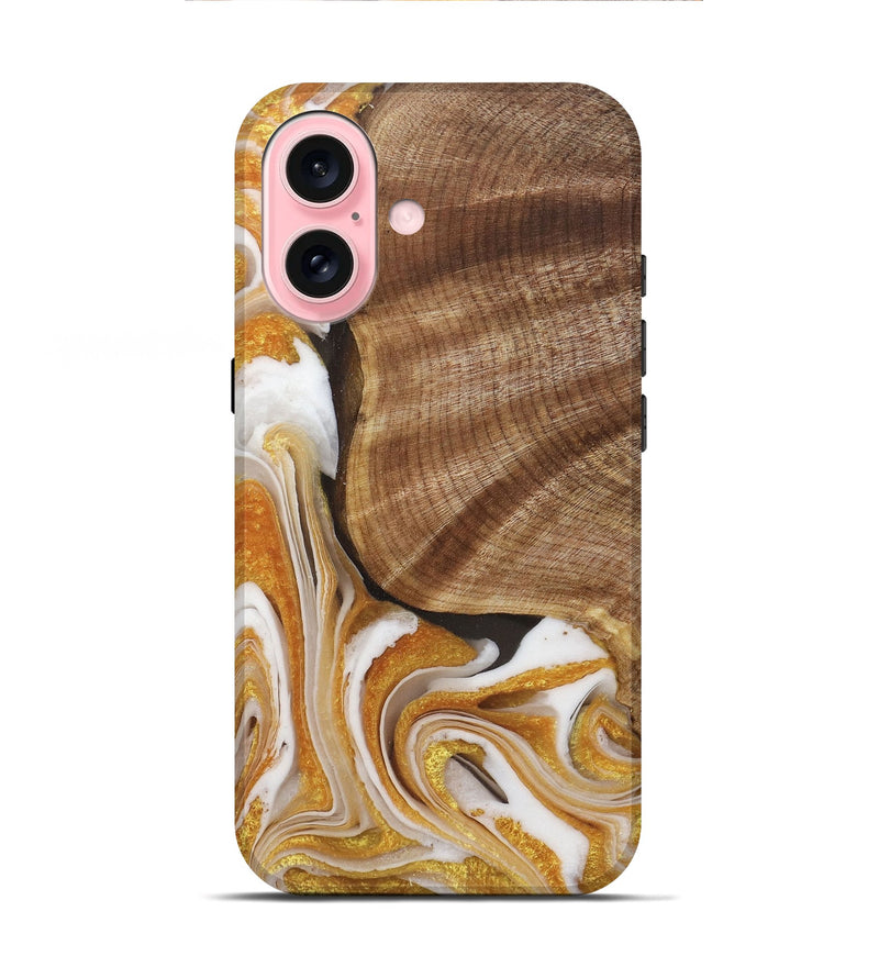 iPhone 16 Wood+Resin Live Edge Phone Case - Deja (Black & White, 715358)