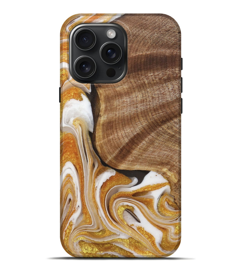 iPhone 16 Pro Max Wood+Resin Live Edge Phone Case - Deja (Black & White, 715358)