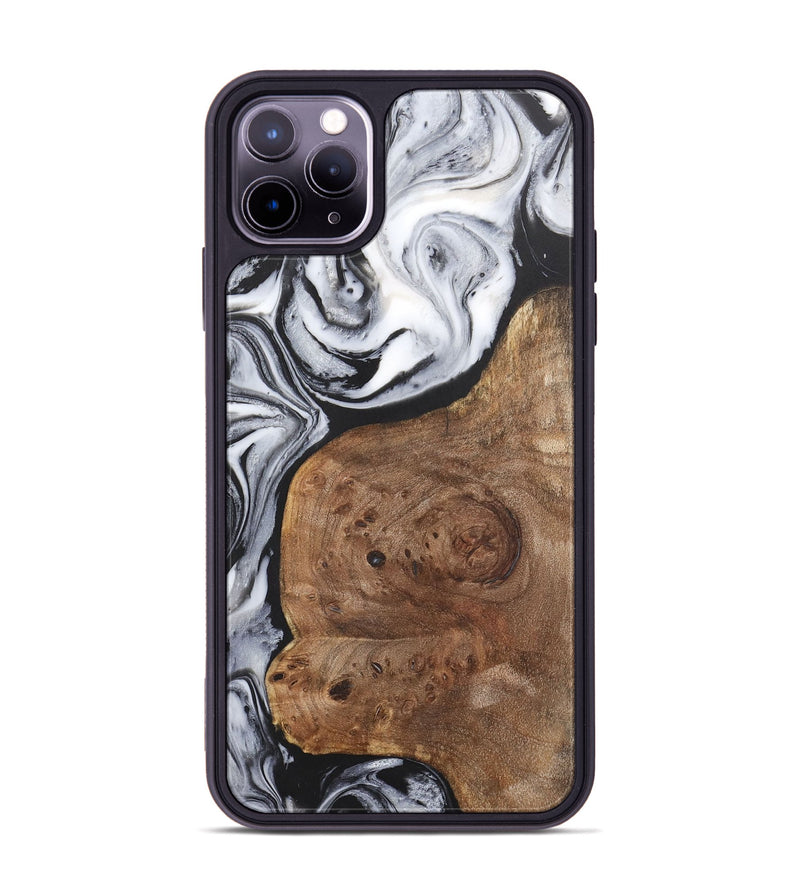 iPhone 11 Pro Max Wood+Resin Phone Case - Isabelle (Black & White, 715456)