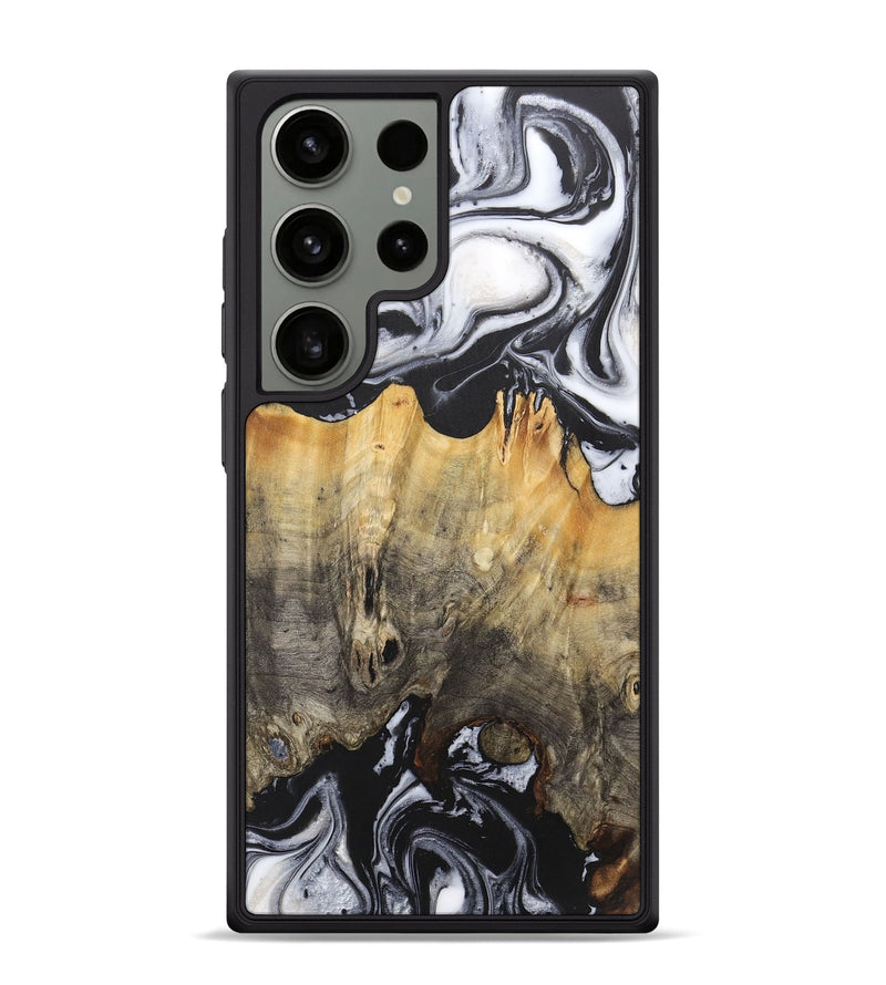 Galaxy S24 Ultra Wood+Resin Phone Case - Damian (Black & White, 715457)