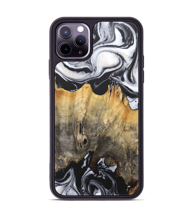 iPhone 11 Pro Max Wood+Resin Phone Case - Damian (Black & White, 715457)