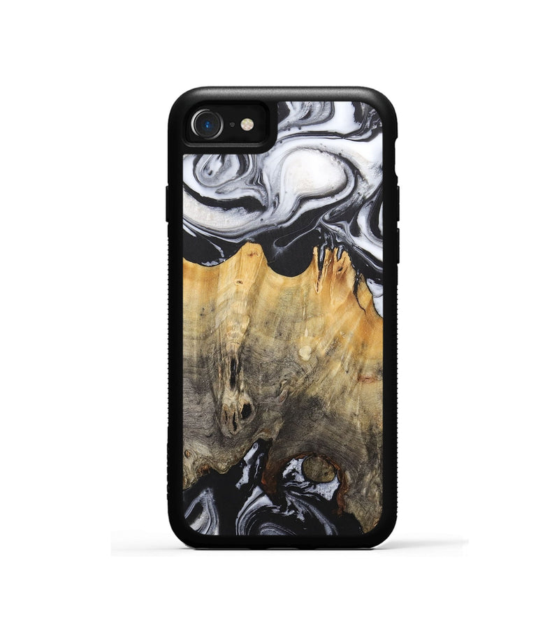 iPhone SE Wood+Resin Phone Case - Damian (Black & White, 715457)