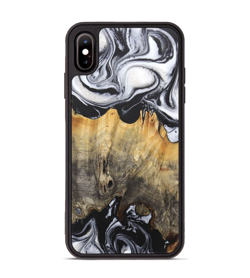 iPhone Xs Max Wood+Resin Phone Case - Damian (Black & White, 715457)