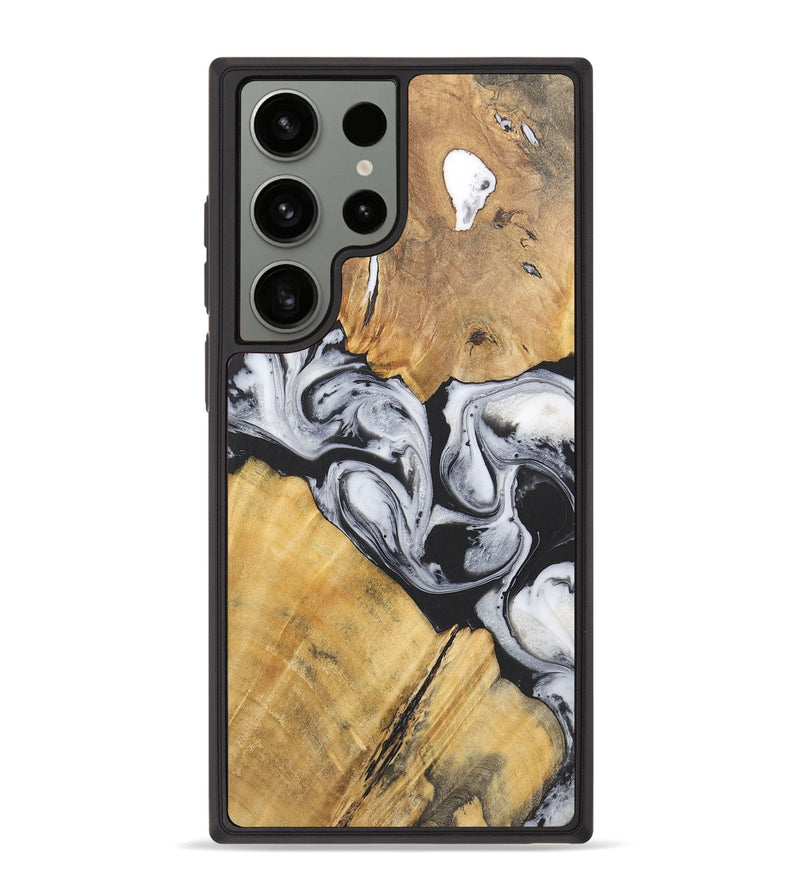 Galaxy S23 Ultra Wood+Resin Phone Case - Virgil (Black & White, 715499)