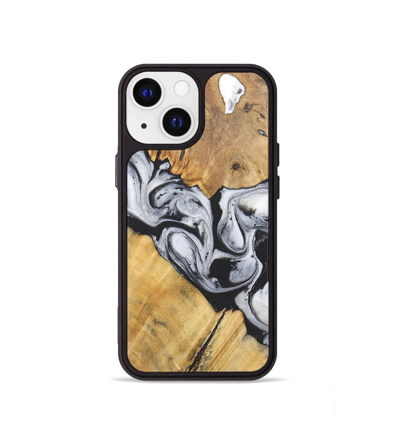 iPhone 13 mini Wood+Resin Phone Case - Virgil (Black & White, 715499)