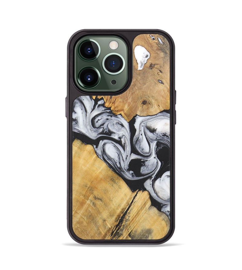 iPhone 13 Pro Wood+Resin Phone Case - Virgil (Black & White, 715499)