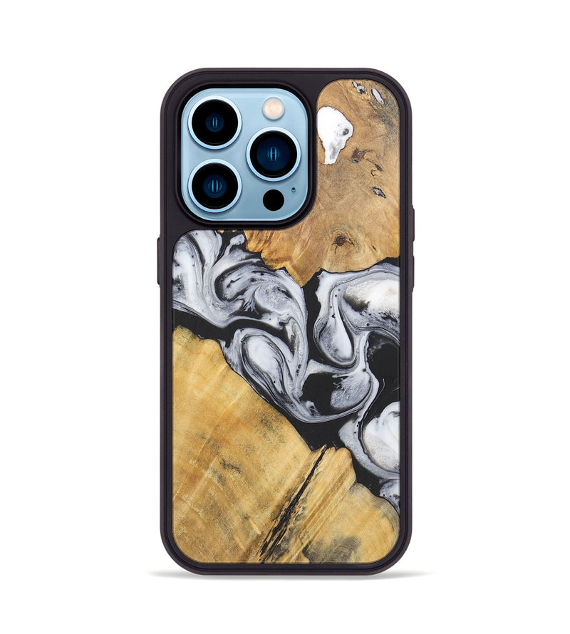 iPhone 14 Pro Wood+Resin Phone Case - Virgil (Black & White, 715499)