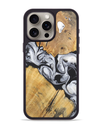 iPhone 15 Pro Max Wood+Resin Phone Case - Virgil (Black & White, 715499)