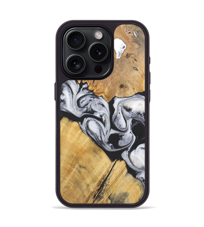 iPhone 15 Pro Wood+Resin Phone Case - Virgil (Black & White, 715499)