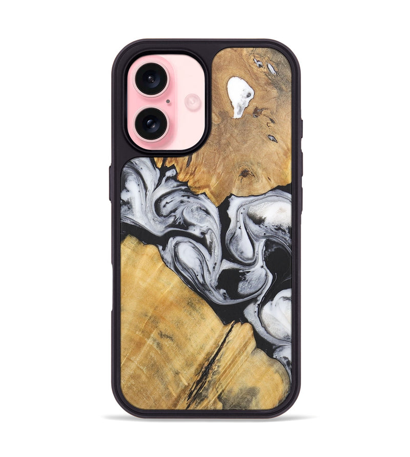 iPhone 16 Wood+Resin Phone Case - Virgil (Black & White, 715499)