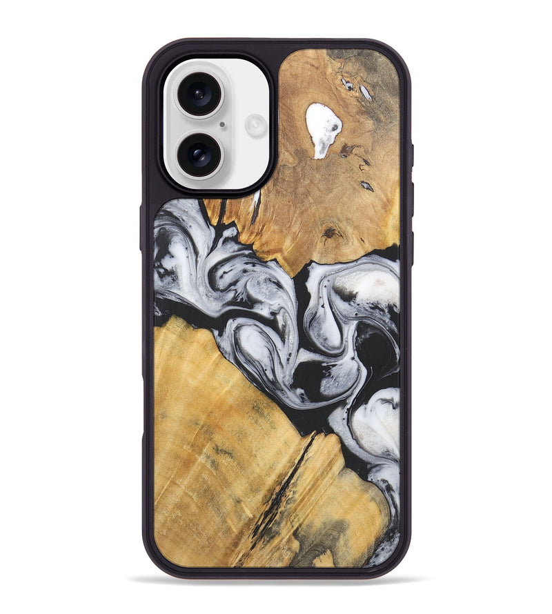 iPhone 16 Plus Wood+Resin Phone Case - Virgil (Black & White, 715499)