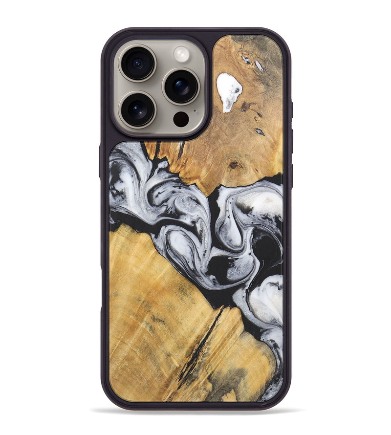 iPhone 16 Pro Max Wood+Resin Phone Case - Virgil (Black & White, 715499)