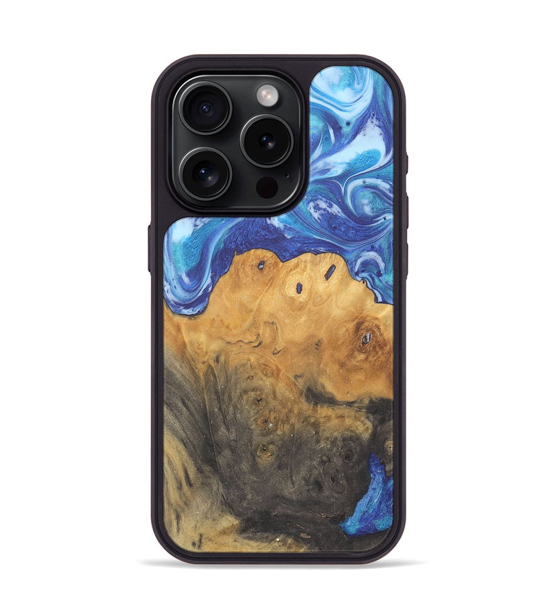 iPhone 15 Pro Wood+Resin Phone Case - Marla (Blue, 715527)