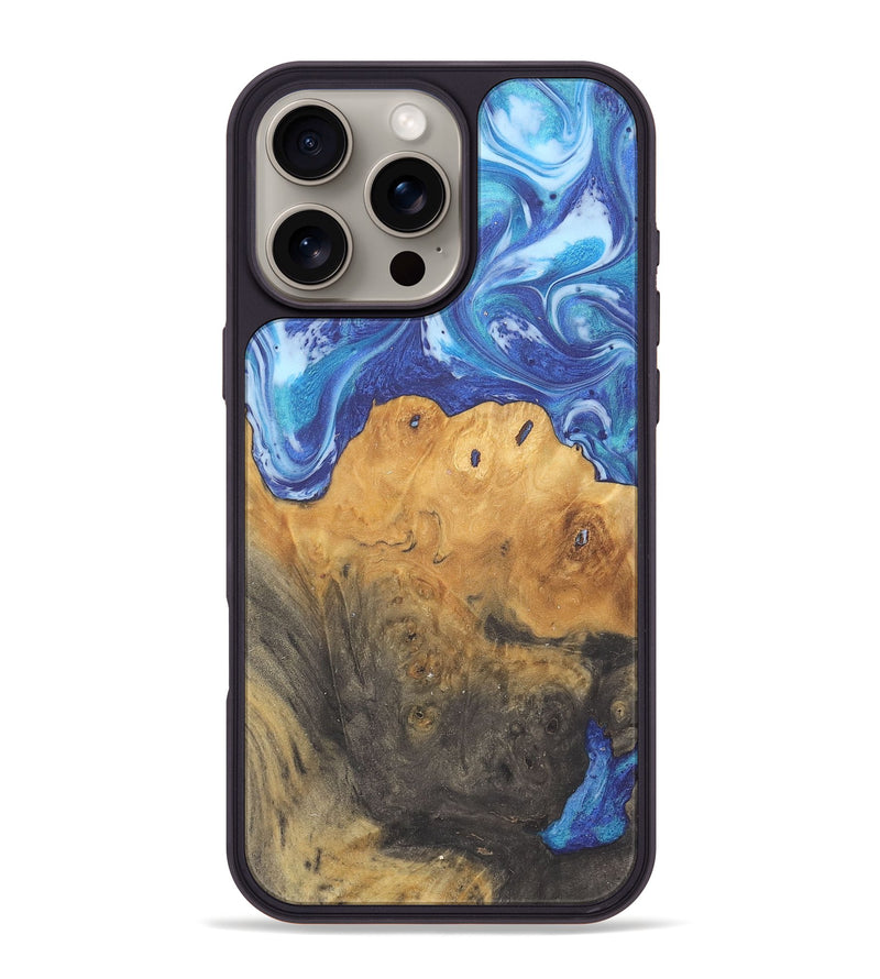 iPhone 16 Pro Max Wood+Resin Phone Case - Marla (Blue, 715527)