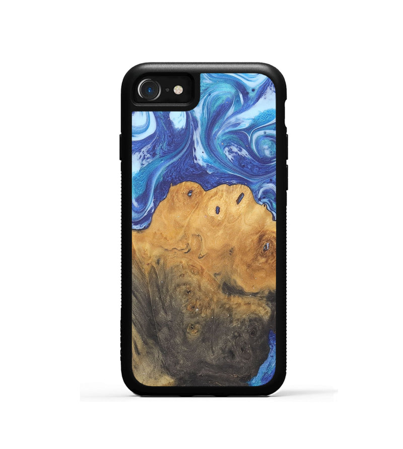 iPhone SE Wood+Resin Phone Case - Marla (Blue, 715527)