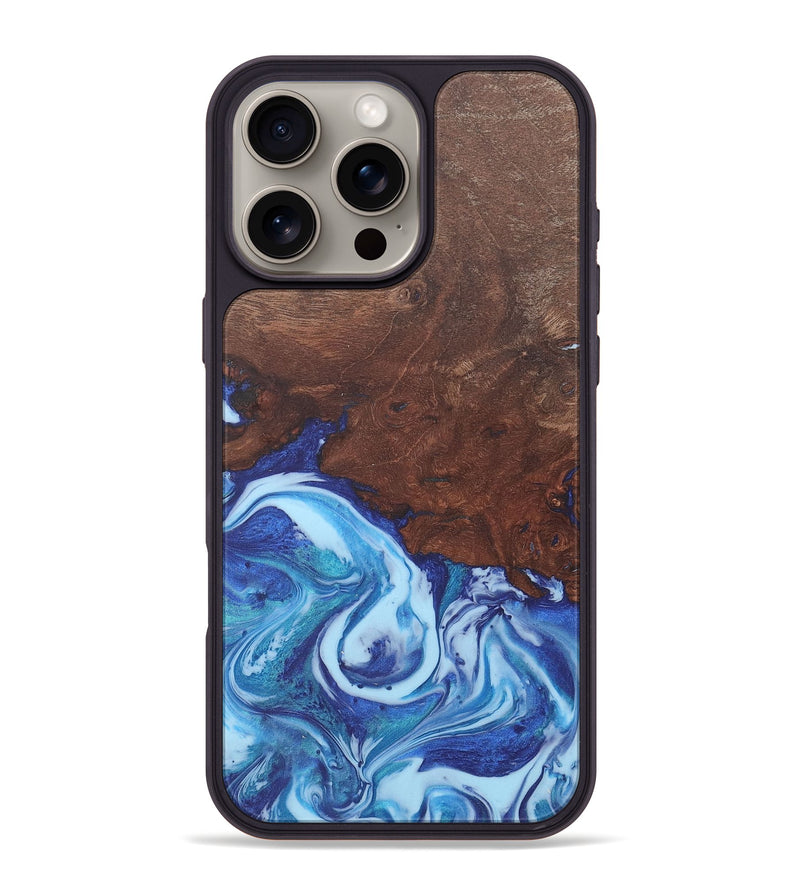 iPhone 16 Pro Max Wood+Resin Phone Case - Caitlyn (Blue, 715529)