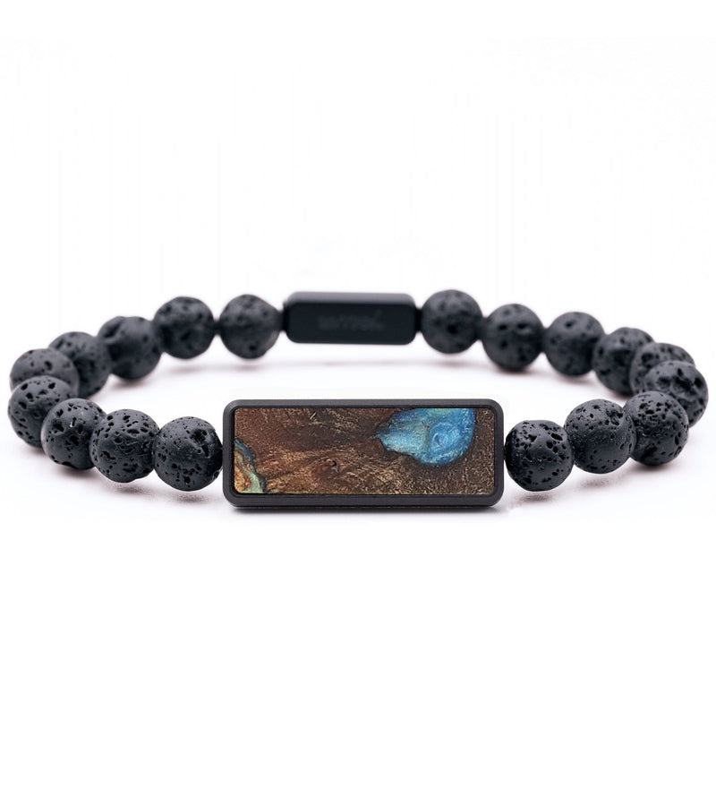 Lava Bead Wood+Resin Bracelet - Allyson (Teal & Gold, 715648)