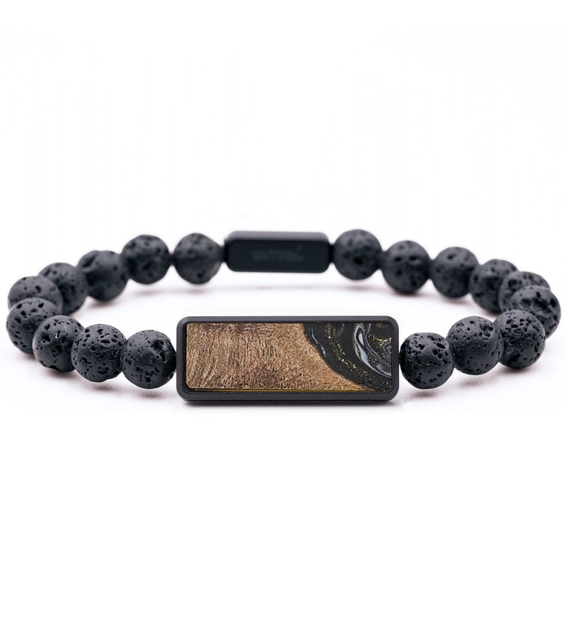 Lava Bead Wood+Resin Bracelet - Iker (Black & White, 715663)