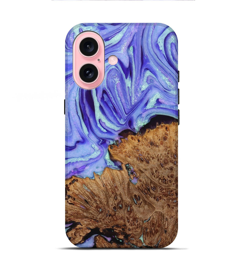 iPhone 16 Wood+Resin Live Edge Phone Case - Colin (Purple, 715818)