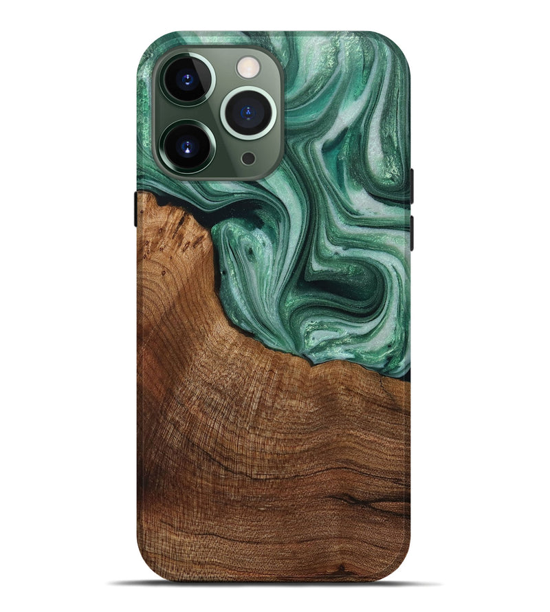 iPhone 13 Pro Max Wood+Resin Live Edge Phone Case - Lawson (Green, 715833)