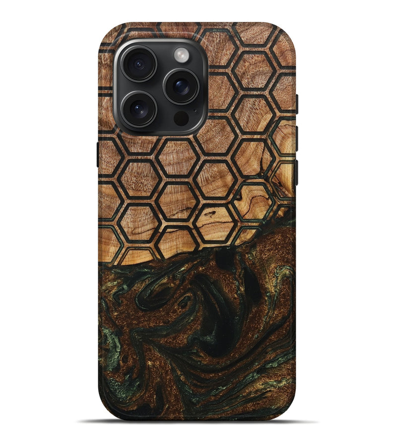 iPhone 16 Pro Max Wood+Resin Live Edge Phone Case - Aspen (Pattern, 715838)