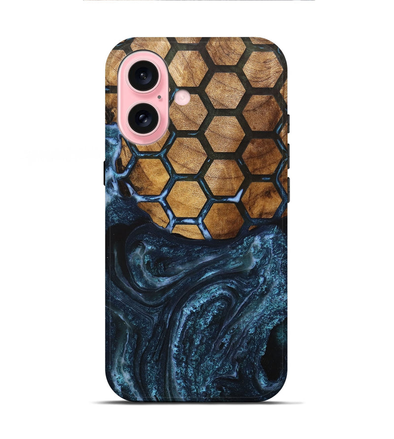 iPhone 16 Wood+Resin Live Edge Phone Case - Crystal (Pattern, 715841)