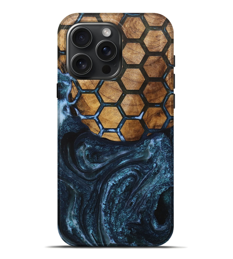 iPhone 16 Pro Max Wood+Resin Live Edge Phone Case - Crystal (Pattern, 715841)